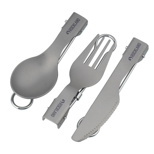 Rockland - Klappbares Tourist Besteckset - Gabel / Messer / Löffel - Titan