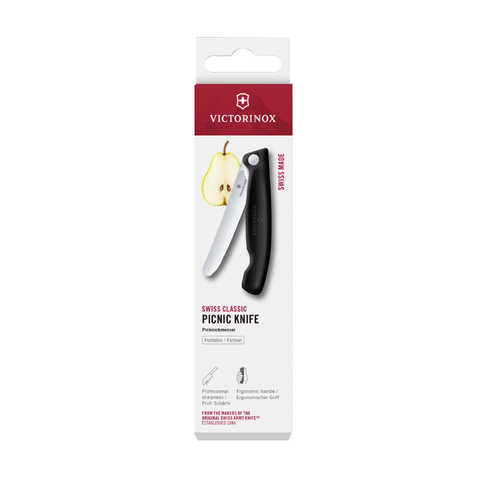 Victorinox - Klappbares Picknick-Messer Swiss Classic - Glatt - 1.4110 - Schwarz - 6.7803.F