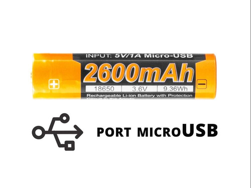 Fenix - 18650 2600mAh 3,6V Li-Ion Akku - USB - ARB-L18-2600U