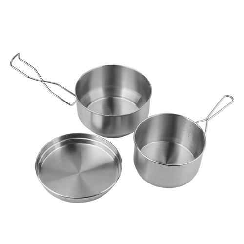 Mil-Tec - 3-piece Tourist Mess Tin - Stainless steel - 14664800
