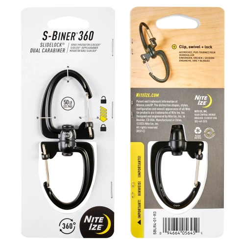 Nite Ize - Karabińczyk	S-Biner 360 SlideLock Dual Carabiner #4 - Czarny - SBLR4-01-R3