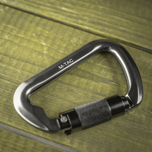 M-Tac - Aluminum Snap Hook with Key Lock - 10 cm - Gray - MTC-HDS30
