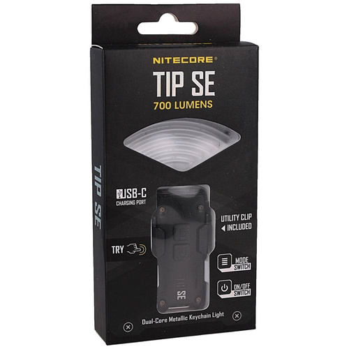 NiteCore - Latarka brelok TIP SE - 700 lm - 500 mAh - Czarna - TIP SE BLACK