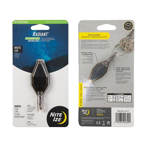 Nite Ize - Wiederaufladbare Microlight Radiant - Weiße LED - 12 Lumen - RMLR02-29-R7 