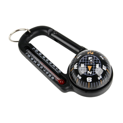 FOSCO - Karabiner mit Kompass und Thermometer - Aluminium - Schwarz - 259125