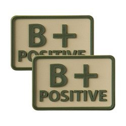 Helikon - PVC Patch - Blutgruppe - B+ POS - Khaki - 2 Stück