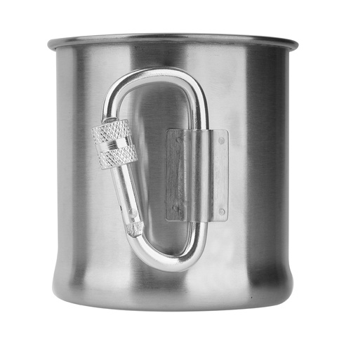 Mil-Tec - Kubek turystyczny z karabińczykiem - 250 ml - Stal - 14607800