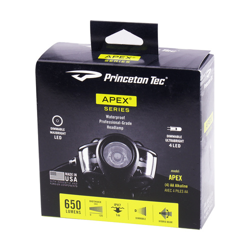 Princeton Tec - Apex Kopf-Taschenlampe - Schwarz - APX21-BK/DK