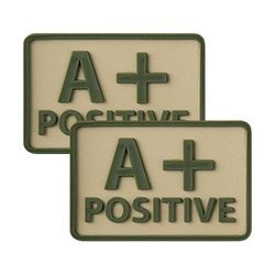 Helikon - PVC Patch - Blutgruppe - A+ POS - Khaki - 2 Stück