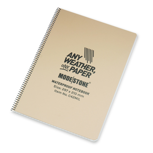Modestone - Wasserdichtes Notizbuch - 210 x 297 mm - 50 Blatt - Tan - C42MIL 