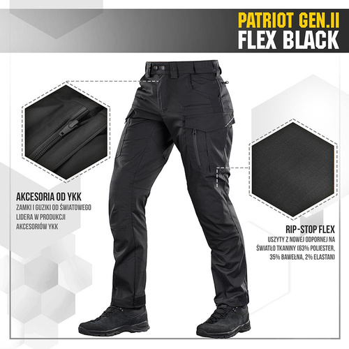 M-Tac - Spodnie Patriot Gen II Flex Black - Czarne - 20056802
