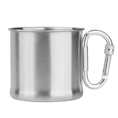 Mil-Tec - Kubek turystyczny z karabińczykiem - 500 ml - Stal - 14607900