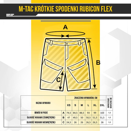 M-Tac - Taktische Shorts Rubicon Flex - 4-Way Stretch - YKK - Schwarz - 20070002