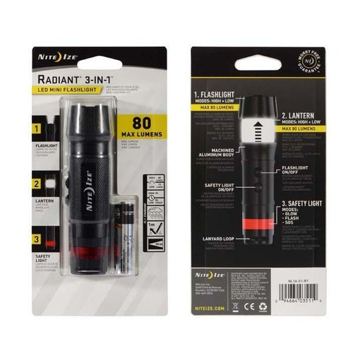 Nite Ize - Latarka Radiant® 3-in-1™ LED Mini Flashlight - Czarny - NL1B-01-R7