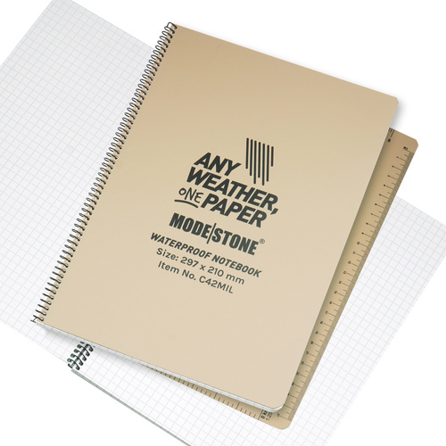 Modestone - Wasserdichtes Notizbuch - 210 x 297 mm - 50 Blatt - Tan - C42MIL 