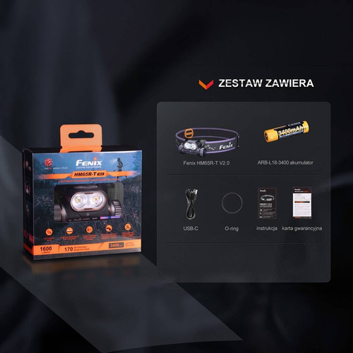 Fenix - LED-Stirnlampe - 1600 lm - 3400 mAh - Dark Purple - HM65R-T V2.0