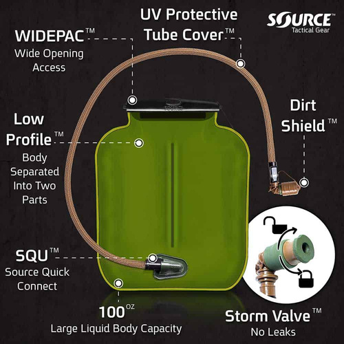 Source - Flaches taktisches Wasserreservoir - 3L - Olive - 4504490503