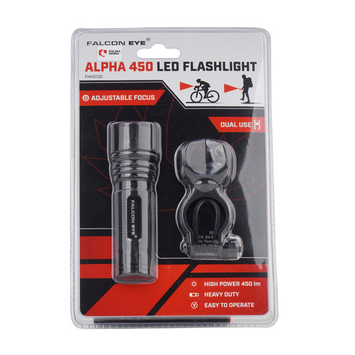 Falcon Eye - Taschenlampe mit Fahrradhalterung Alpha LED - 450 lm - Schwarz - FHH0132