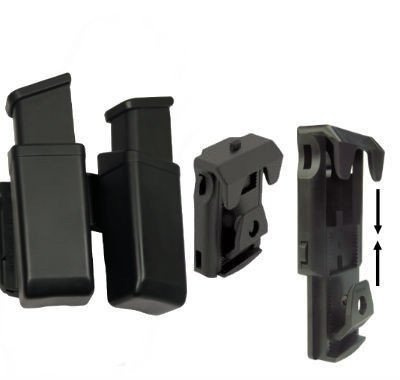 ESP - Ładownica na dwa magazynki 9 mm / .40 - Montaż zaciskany do pasa UBC-01 - Czarny - MH-MH-04 BK