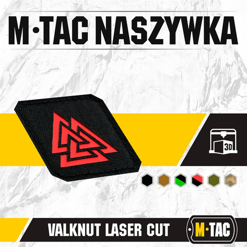 M-Tac - Lasergeschnittenes Valknut Quadrat Patch - Rot / Schwarz - 51162233