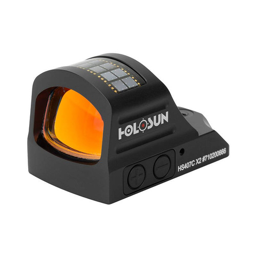 Holosun - HS407C X2 Micro Rot Zielfernrohr Rot Punkt - Solar Panel - 2 MOA - Schwarz - HS407C X2