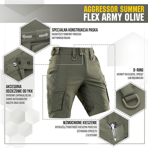 M-Tac - Aggressor Summer Flex Tactical Shorts - Army Olive - 20472062