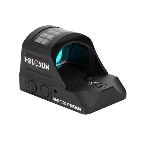 Holosun - HS407C X2 Micro Rot Zielfernrohr Rot Punkt - Solar Panel - 2 MOA - Schwarz - HS407C X2