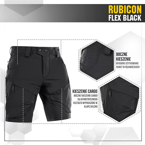 M-Tac - Tactical Shorts Rubicon Flex - 4-Way Stretch - YKK - Black - 20070002