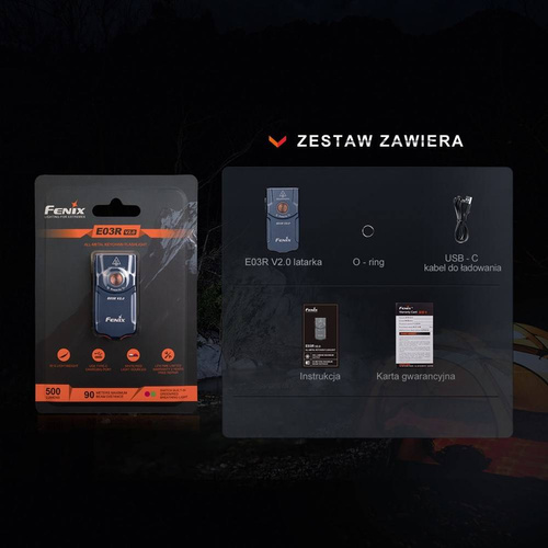  Fenix - LED-Taschenlampe E03R V2 - 500 lm - Mit 400 mAh Akku - Blau - E03RV2BL