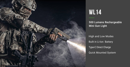 NEXTorch - WL14 Handfeuerwaffe Taschenlampe - Picatinny/Glock - 500 lm - WL14