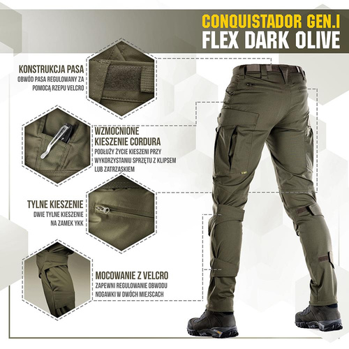 M-Tac - Tactical Pants Conquistador Gen. I Flex - Ripstop - Dark Olive - 20059048