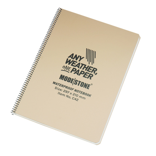 Modestone - Wasserdichtes Notizbuch - 210 x 297 mm - 50 Blatt - Tan - C42 