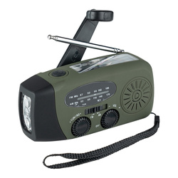 Fosco Industries - Survival Radio with Solar Panel and Crank - FM/AM - Green - 464600