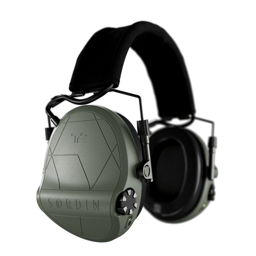 Sordin - Aktywne ochronniki słuchu Supreme T2 - Pałąk nagłowny - Żelowe poduszki - Zielone - 303006-11P (Green)