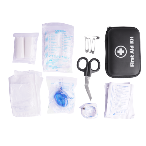 Fosco Industries - Apteczka z wyposażeniem First Aid Kit - 28 elementów - Czarna - 469480
