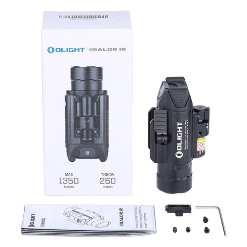 Olight - Latarka taktyczna na broń z celownikiem laserowym BALDR IR - 1350 lumenów - Czarna