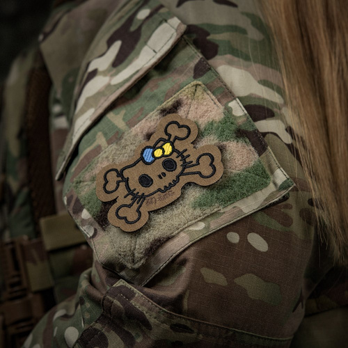 M-Tac - Kitty Outline Patch - Embroidery - Yellow and Blue Bow - Coyote - 51386205