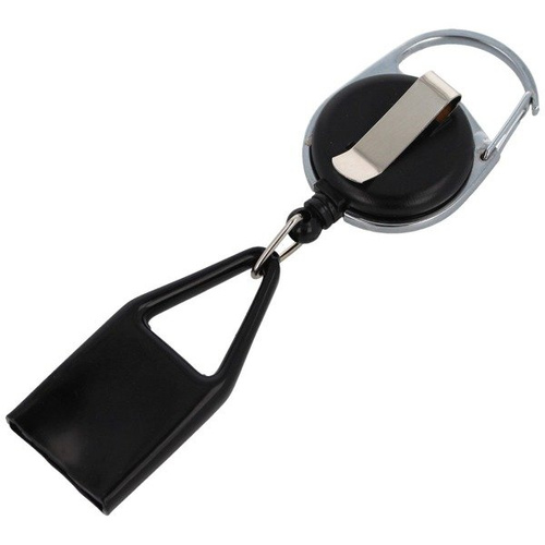 ESP - Retraktor do miotacza gazu Ø 22 mm z karabińczykiem i klipsem - Czarny - RETRACTABLE HOLDER