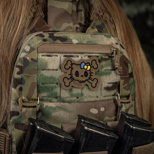 M-Tac - Kitty Outline Patch - Embroidery - Yellow and Blue Bow - Coyote - 51386205