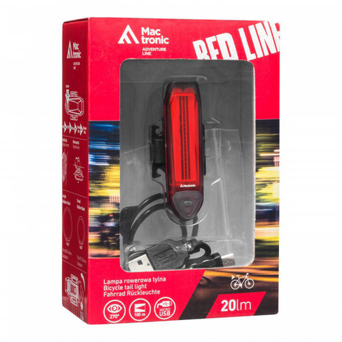 Mactronic - Lampka rowerowa tylna Red Line - 20 lm - ABR0021