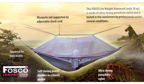 FOSCO - Nylon-Hängematte mit Moskitonetz