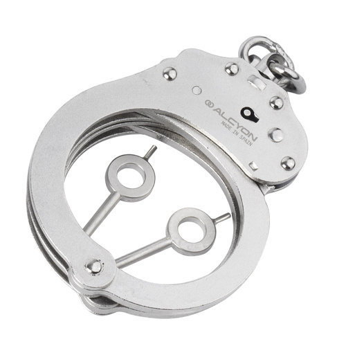 Alcyon - Stahlketten-Handschellen - Doppelte Verriegelung - Silber - 5050-X