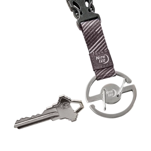 Nite Ize - Karabinczyk ze smyczą Medallion Key Lanyard - Stalowy - Srebrny/Czarny - MKL-11-R3