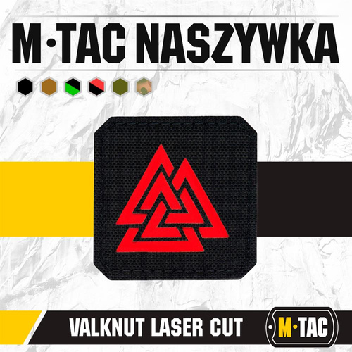 M-Tac - Naszywka Laser cut Valknut kwadrat - Czerwony / Czarny - 51162233