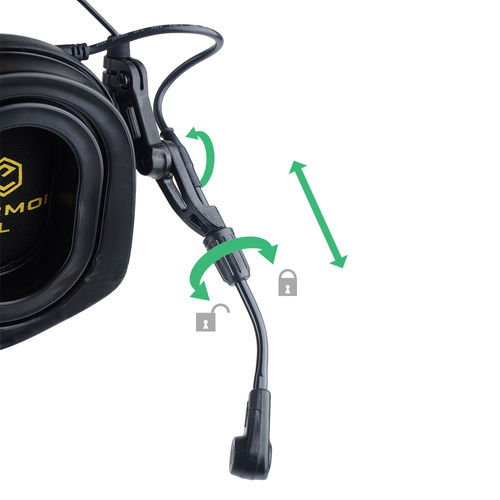 Earmor - M32H PLUS Kommunikations Headset für Helme - ARC Montage - Schwarz - M32H-BK/ARC (PLUS)