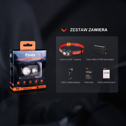 Fenix - Latarka czołowa LED HL32R-T - 800 lm - Czerwony / Czarny - 039-548