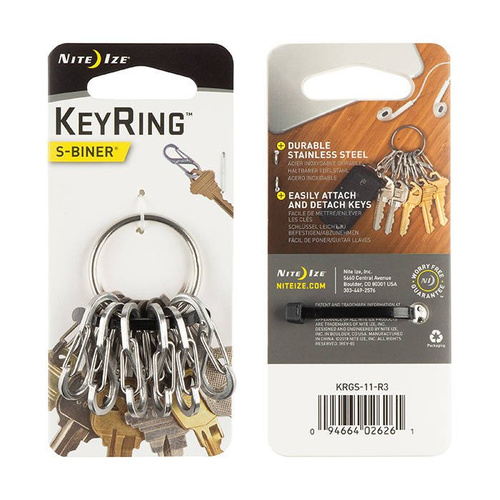 Nite Ize - S-Biner KeyRing Steel - Stalowy - KRGS-11-R3