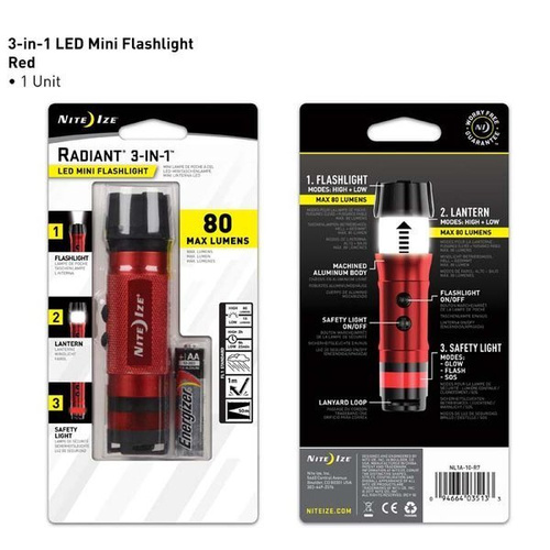 Nite Ize - Latarka Radiant® 3-in-1™ LED Mini Flashlight - Czerwony - NL1B-10-R7