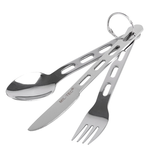 Mil-Tec - Dreiteiliges Reisebesteck-Set - Edelstahl - Silber - 14623000