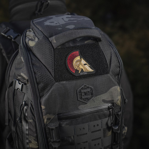 M-Tac - Naszywka Hełm Spartański - Haft - Cordura 500D - Złoty/Czerwony - 51333000